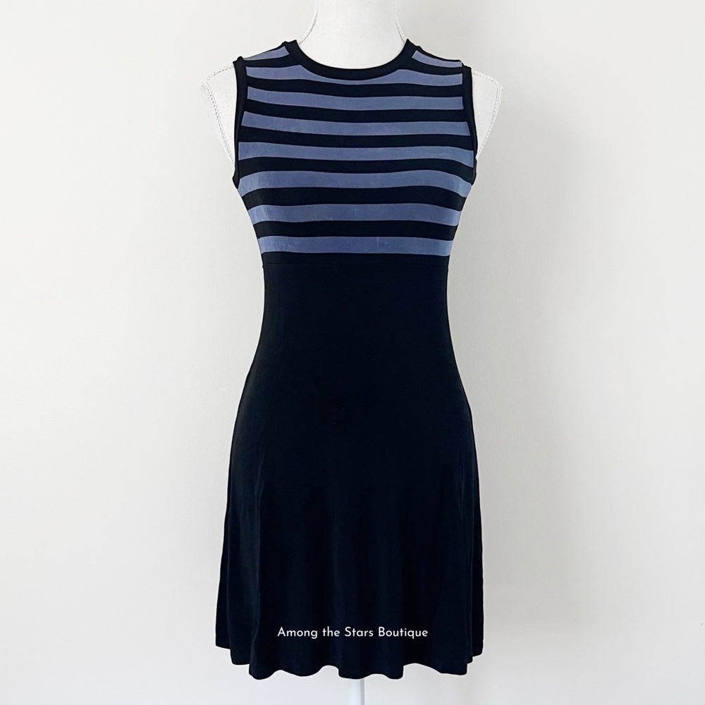 FLAWED GEM Rare Vintage 90s Jersey Knit Striped Dress Alt. ASO Rachel in Friends - Picture 6 of 14